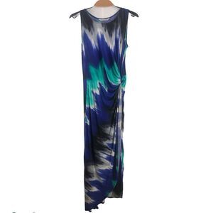 BIANCA Nygard Twist Knot Multi Blue Printed Stretch Maxi Dress Size S